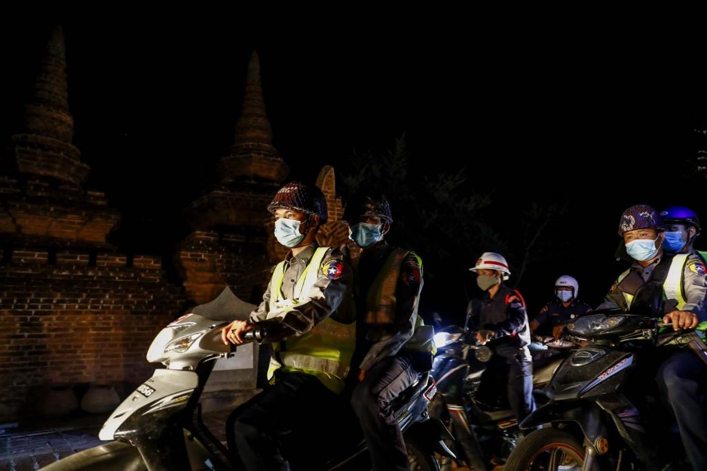 Security forces patrol the heritage zone day and night. (Nyein Su Wai Kyaw Soe | Frontier)
