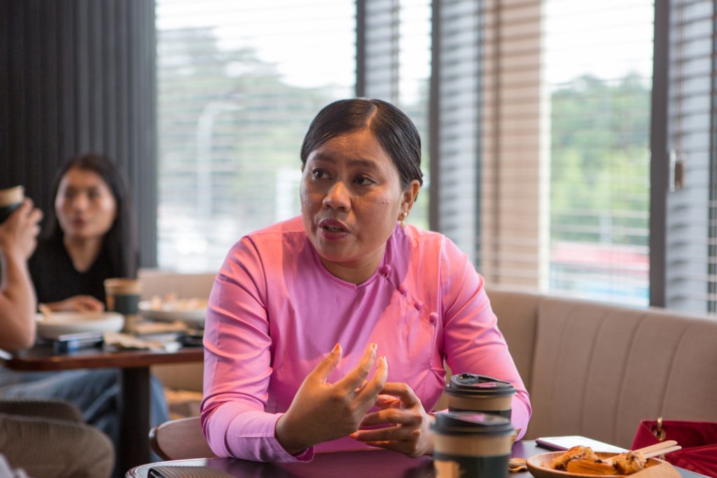 Daw Htoot May, who will compete to be the Rakhine ethnic affairs minister for Yangon Region as an independent candidate, speaks to Frontier on August 5. (Thuya Zaw | Frontier)